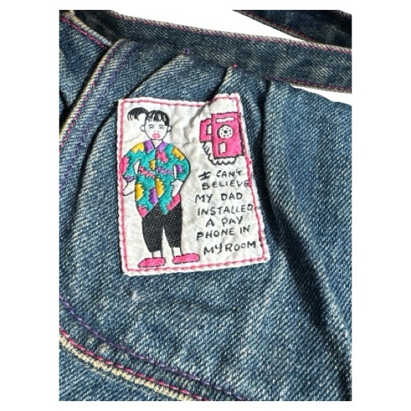 Vintage Denim Purse with Cartoon Comic Patches - Picture 2 of 10